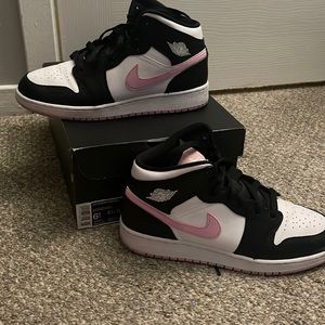 Air Jordan 1 mid’s  in pink and black!
